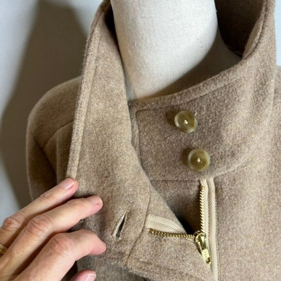 J.Crew Womens $298 Button Neck City Coat Hthr Mushroom Size 16 BU261 - Picture 7 of 10